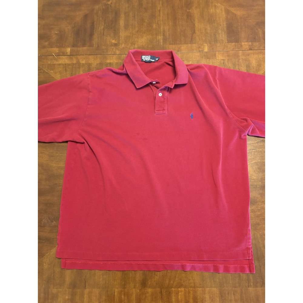 Polo Ralph Lauren Men’s XXL Red Polo Shirt Classic Blue Pony Long Sleeve Cotton
